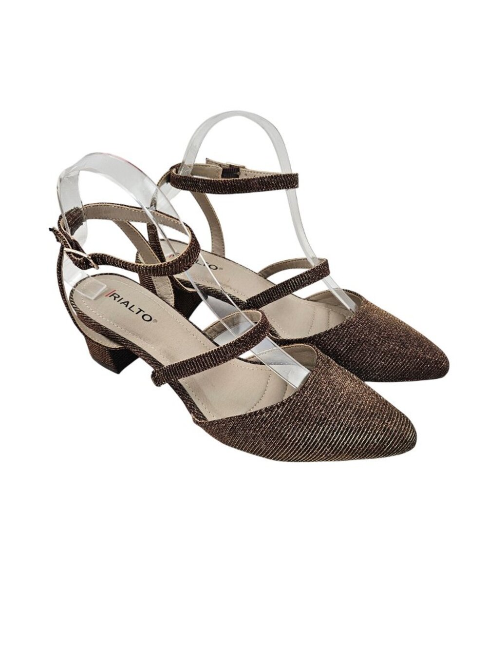 Rialto Sandals Womens Size 8 Marigold Glitter Block Heel Shoes Strappy Pumps